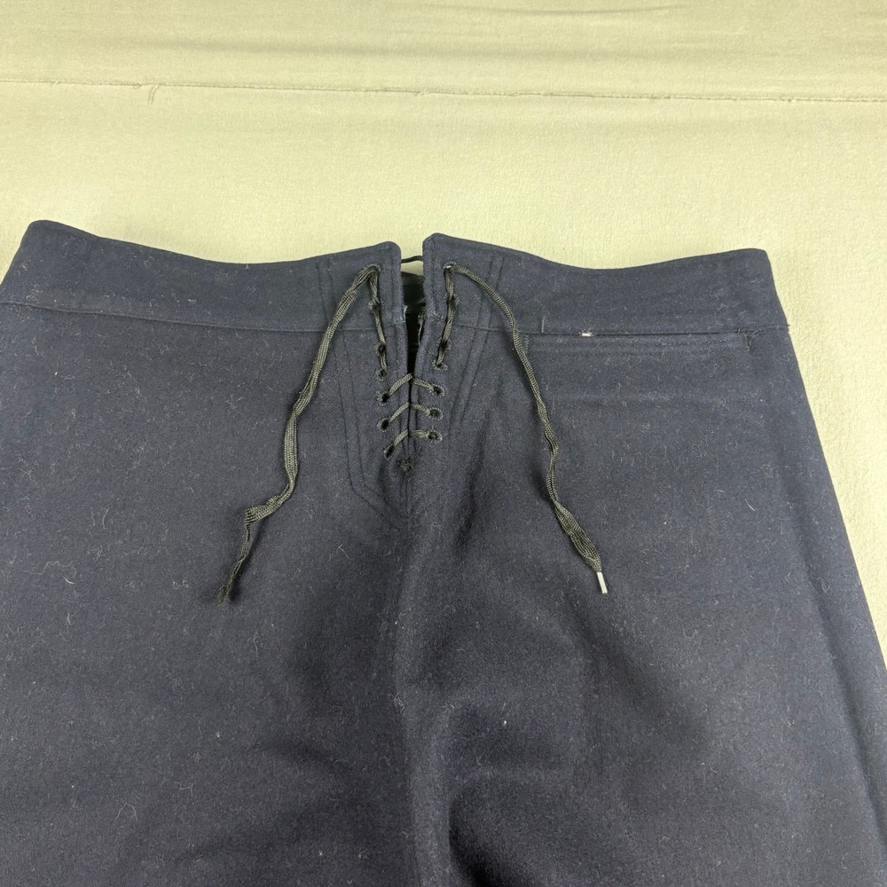 Vintage US Navy Style Wool Sailor Pants Navy Blue Wide Leg High Waist Trousers - Picture 4 of 8